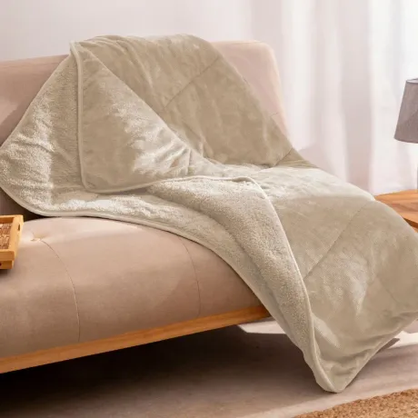 MANTA SHERPA LISA BEIGE KARAMELO