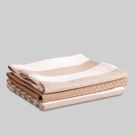 PACK 3 PAÑOS DE COCINA ALGODON LINES 50X70 BEIGE DESKARAO