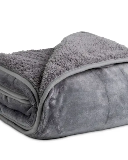 MANTA SHERPA LISA GRIS KARAMELO