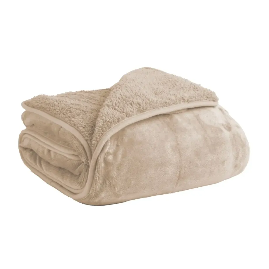 MANTA SHERPA LISA BEIGE KARAMELO